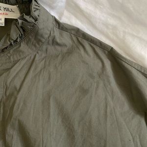 Alex Mill Easy Ruffle Shirt in Paper Poplin Dusty Olive- Still Full Price